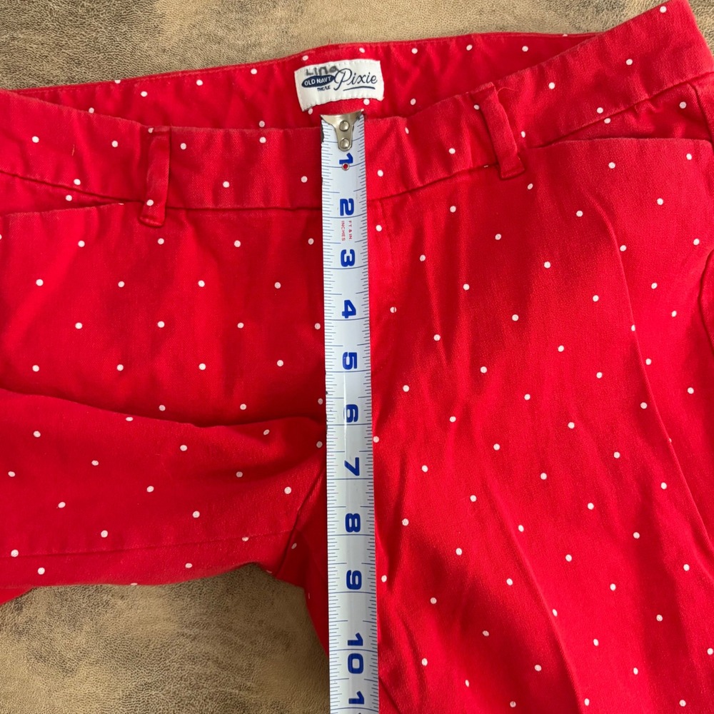 Old Navy Pixie Pants Womens 10 Regular Red Polka Dot Ankle Length Slim Trousers - Picture 8 of 14